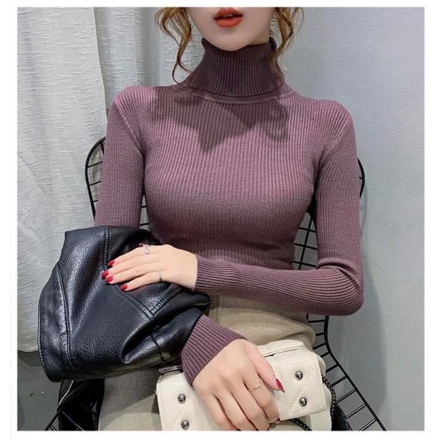 Áo Len Tăm Cổ Gập Nữ Nhiều Màu Chất Liệu Co Giãn Cao Cấp | BigBuy360 - bigbuy360.vn