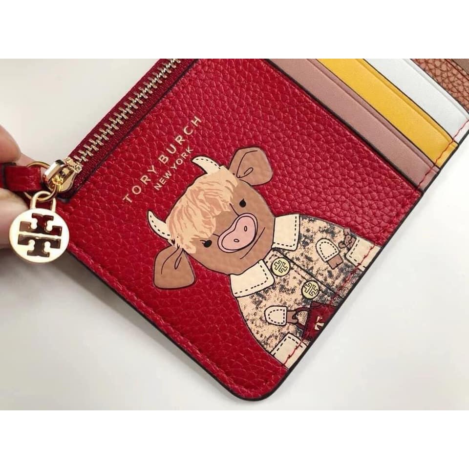 Ví Da Đỏ Tory Burch Card Holder Da Mềm Gía Tốt