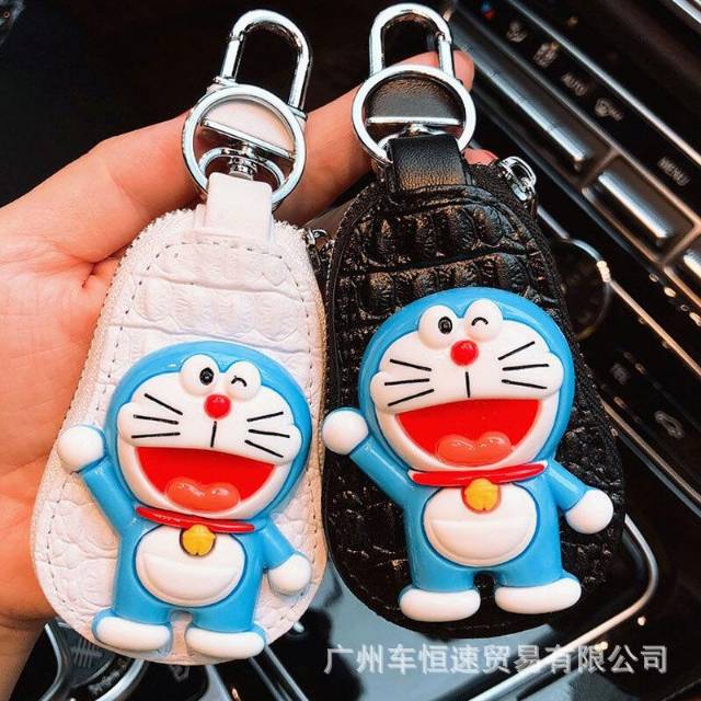 Ví Đựng Chìa Khóa Xe Hơi Hình Oval Chất Liệu Da Tổng Hợp Họa Tiết Doraemon / Sanrio Fujiko Fujio