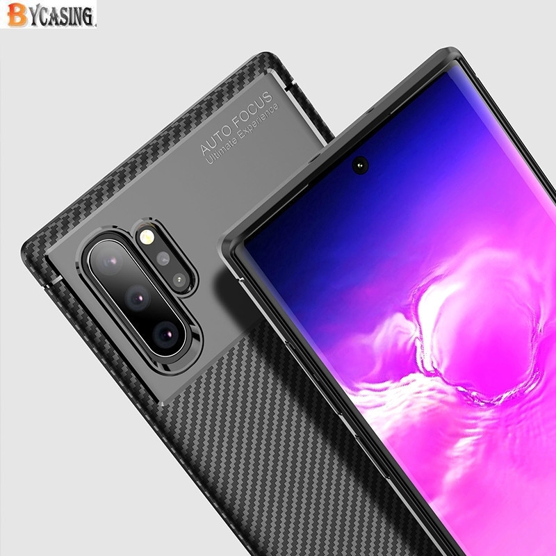 Samsung Galaxy Note10 Plus Note 10 Note 9 Case Carbon Fiber Full Protection Soft Silicone Cover BY