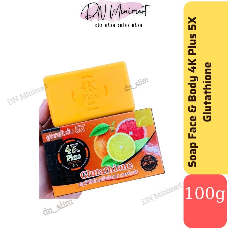 Soap Xà Phòng Face &amp; Body Trắng Da 4K Plus 5X Glutathione 100g