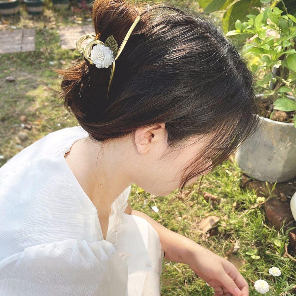 Kẹp Tóc Hình Hoa Lá Bằng Hợp Kim Màu Xanh Lá Phong Cách Hàn Quốc Đơn Giản Cho Nữ