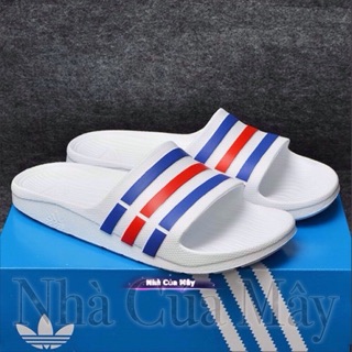 [☘️ADIDAS®☘️]- DÉP ĐÚC DURAMO SLIDES - Trắng S/Dương Đỏ Dương