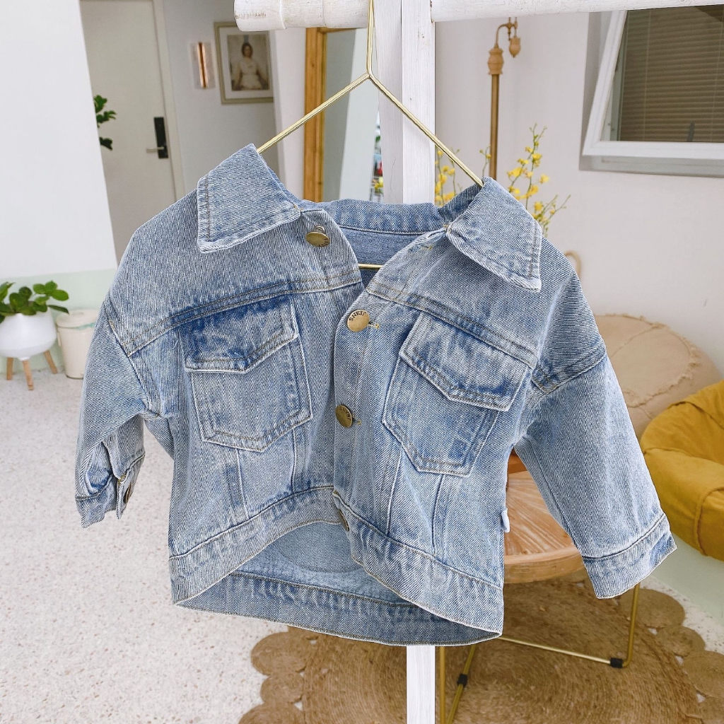 Áo Khoác Denim In Hình Mặt Cười Thời Trang Mùa Thu Cho Bé