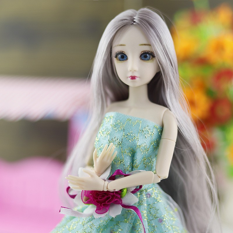 Búp Bê Công Chúa Tóc Dài 3D Thời Trang Tỉ Lệ 1 / 6 30cm