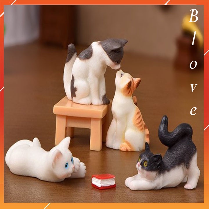 Tiểu cảnh mini mèo mướp dễ thương phụ kiện trang trí chậu cây sen đá,xương rồng,làm móc khóa,bánh kem,quà tặng sinh nhật