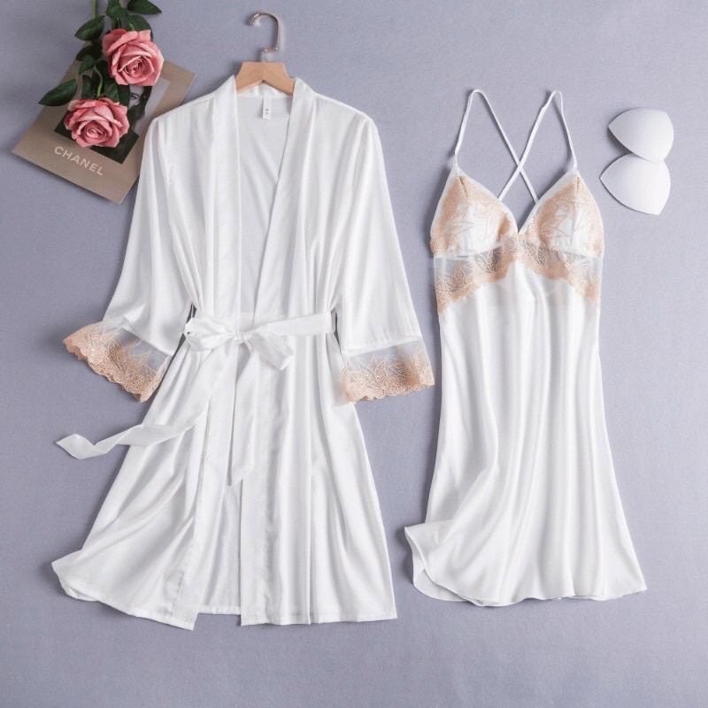 Sét Đầm Ngủ Ren Quyến Rũ, Váy Ngủ Nữ Có Đệm Kèm Choàng Lụa Cao Cấp Siêu Quyến Rũ Cho Các Nàng Từ 40-56kg. | BigBuy360 - bigbuy360.vn