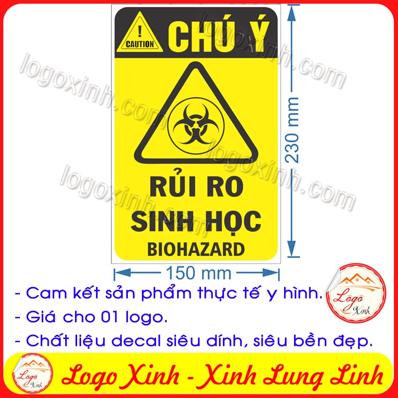 LOGO TEM STICKER CẢNH BÁO RỦI RO SINH HỌC, BIO HAZARD- BIỂN CẢNH BÁO AN TOÀN LAO ĐỘNG