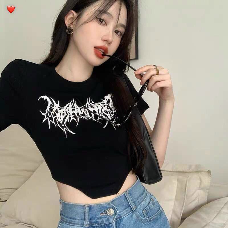 Áo vạt bầu in tay ngắn Croptop siêu ngầu PC