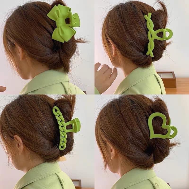 Set 9c kẹp tóc xanh bơ style korea