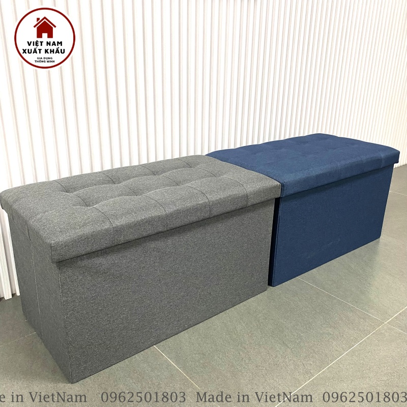 Bộ Combo 2 Ghế Kiêm Thùng Đựng Đồ Size XL 70x39xcao40cm&amp;L 39x39xcao40cm Sang Trọng Chất Vải Oxford 600D