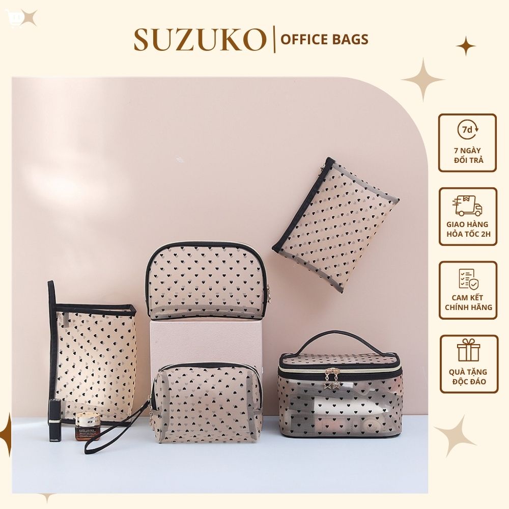 Túi đựng đồ trang điểm mỹ phẩm du lịch makeup skincare cá nhân mini trong suốt có khóa MY02