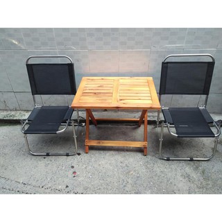 Bộ bàn cafe 2 ghế inox 1 bàn gỗ