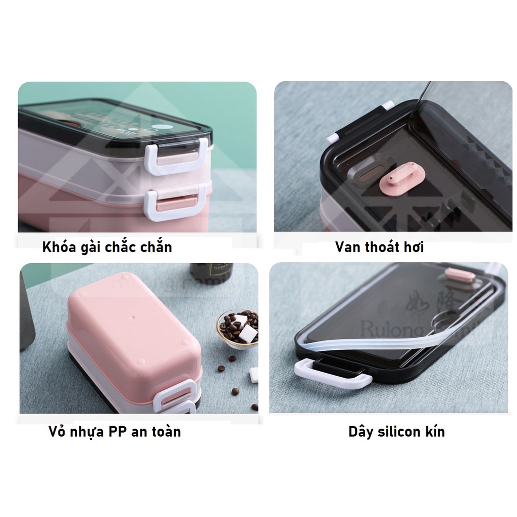 Hộp Cơm Giữ Nhiệt 2 Tầng Lõi INOX 304 Cao Cấp #HC185