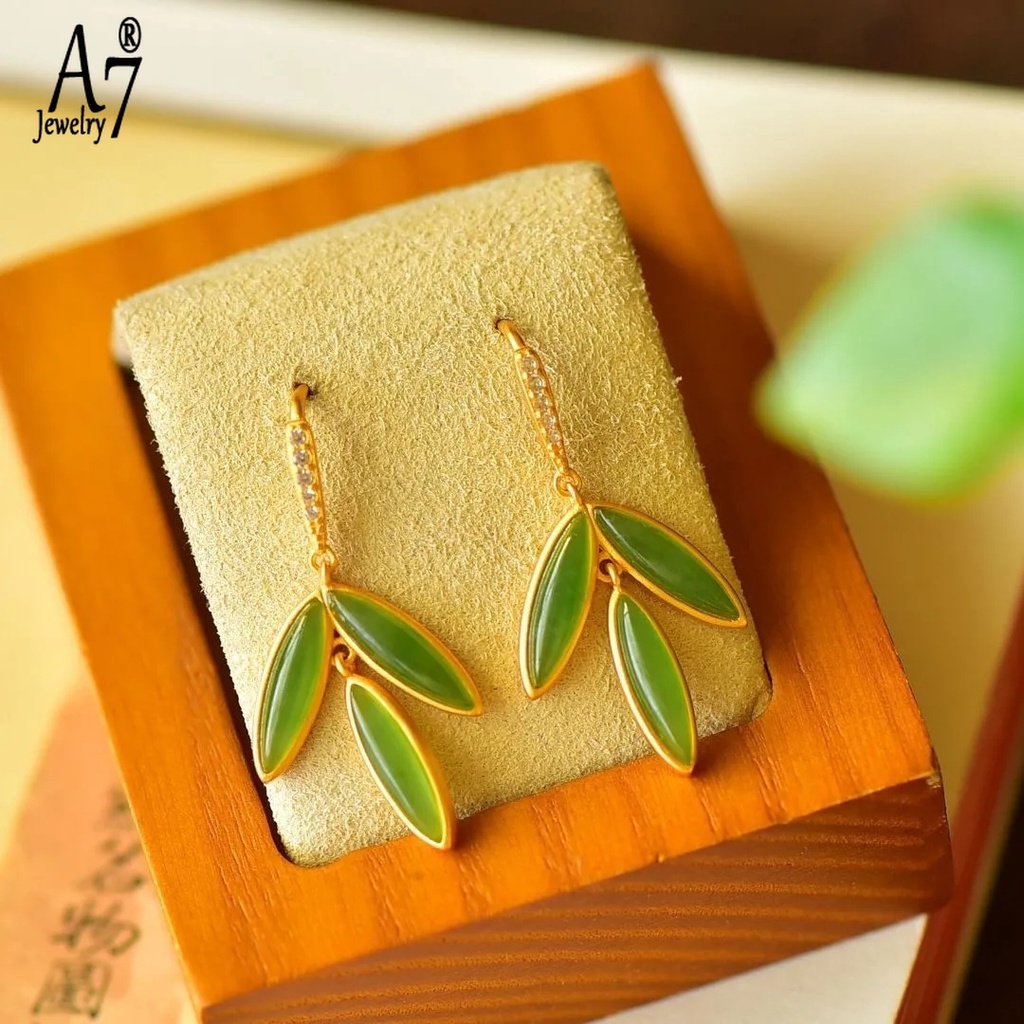 Bông Tai Mạ Bạc 925 Hình Cỏ Ba Lá Đính Đá Xinh Xắn Thời Trang