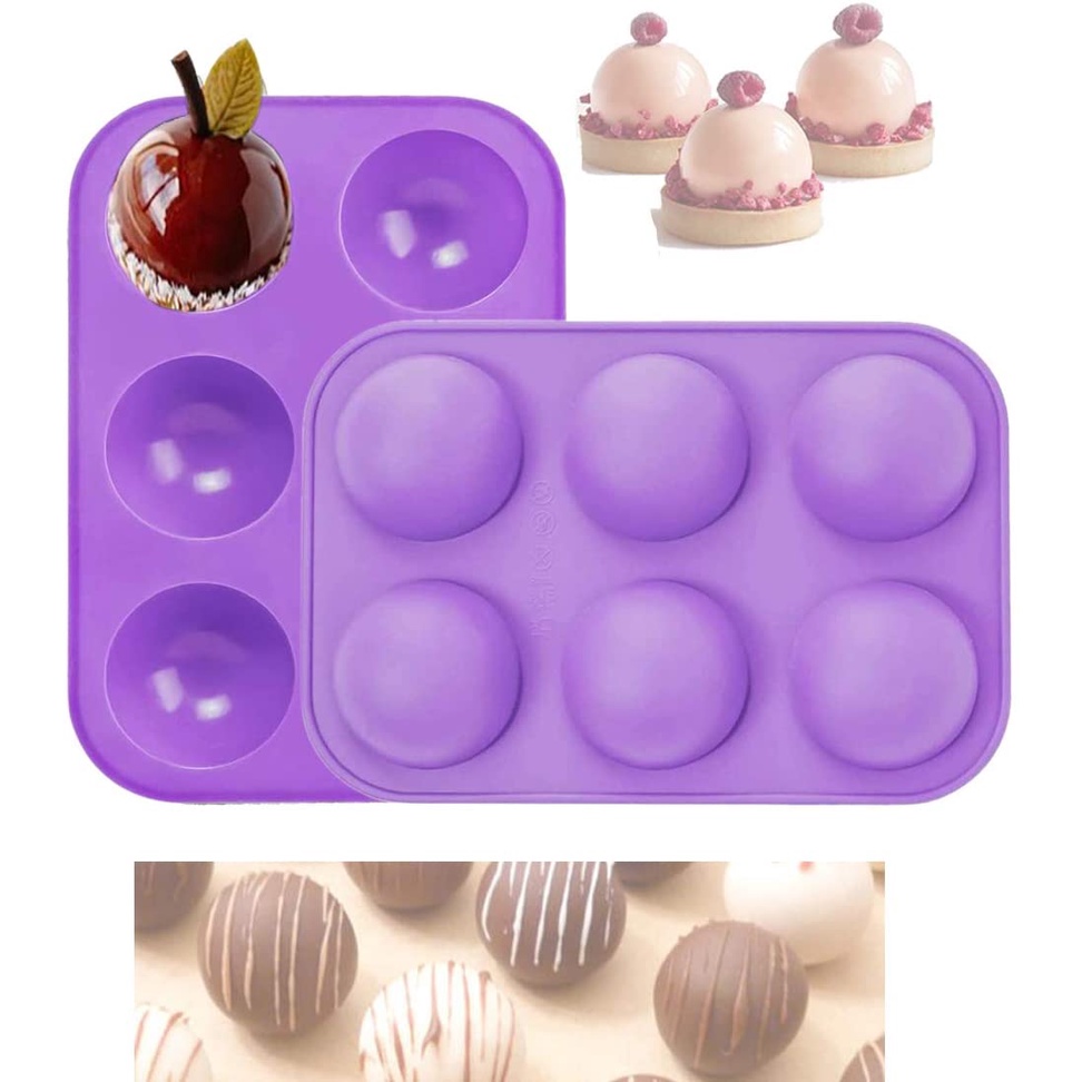 Khuôn Silicone Làm Bánh 6 Lỗ Hình Bán Cầu DIY