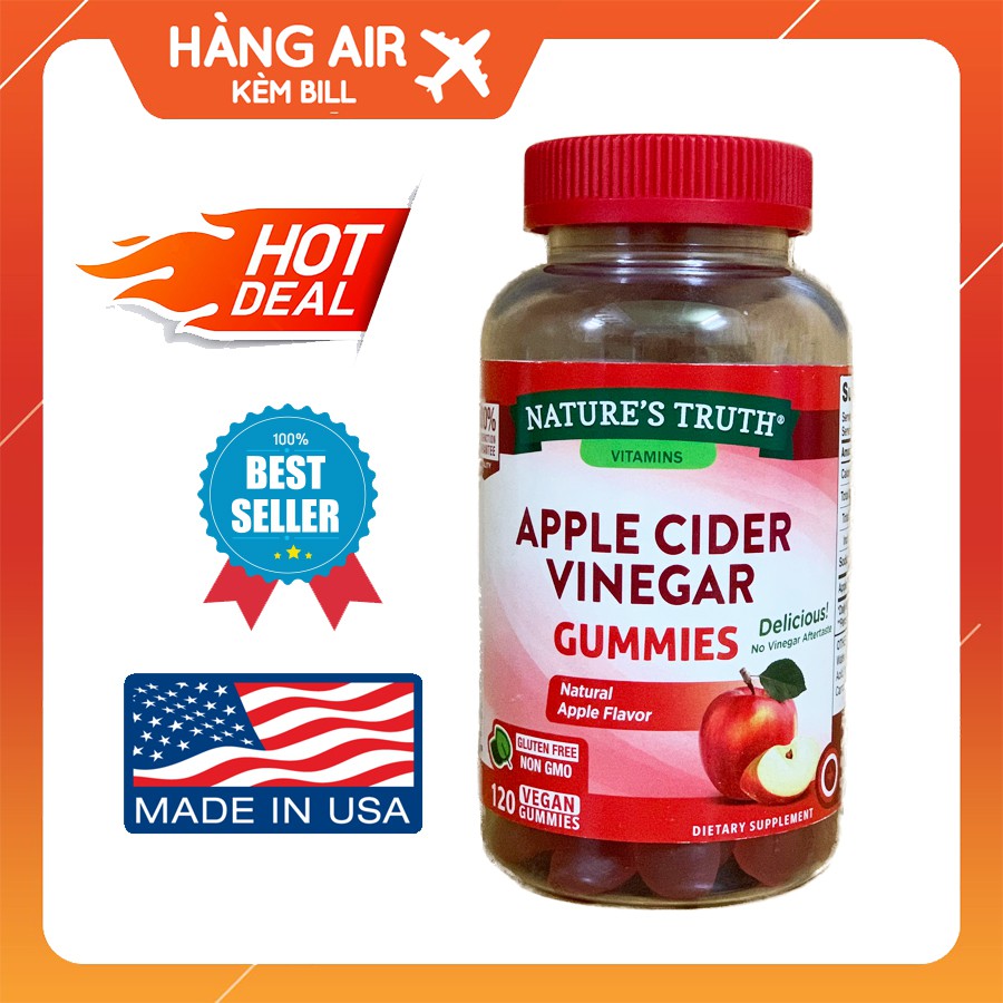 Kẹo dẻo giấm táo Apple Cinder Vinegar - Giúp giảm cân, đẹp da, detox cơ thể nhanh chóng an toàn hiệu quả