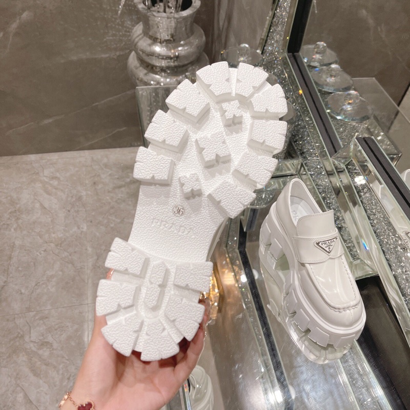 Giày oxford nữ da thật mẫu mới thương hiệu Prada-Monolith cao cấp có 2 màu