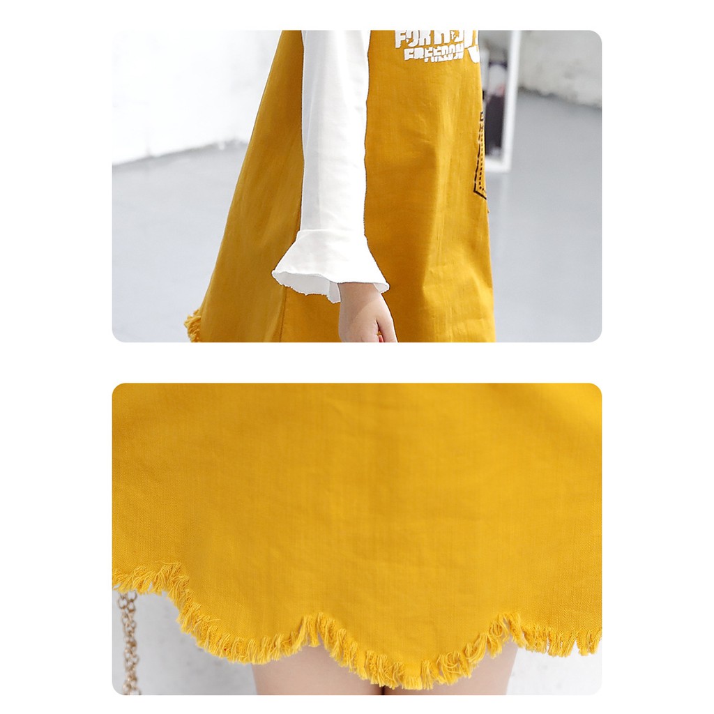 Set váy yếm bé gái chất thô đẹp tặng kèm áo trắng lỡ tay size 17-35kg [SV18]