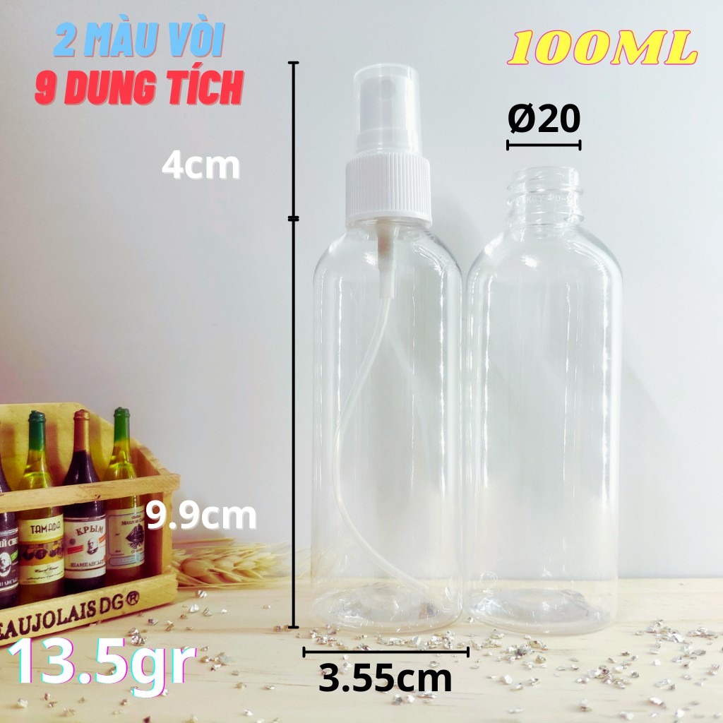 CHAI XỊT PHUN SƯƠNG 20ml 30ml 50ml 100ml 150ml 200ml 250ml 300ml 🍀 VỎ CHAI NHỰA PET LỌ CHIẾT MỸ PHẨM dạng xịt