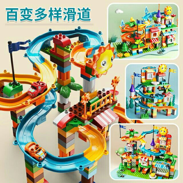 Bộ lego cầu trượt bi lăn gạch vòng quay mặt  trời ( tặng đế ghép)