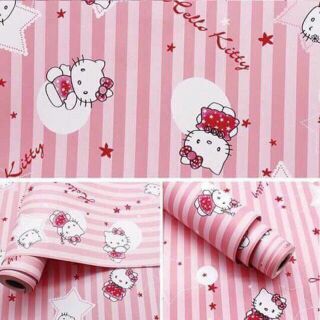 Giấy dán tường hello Kitty khổ 45 cm có keo dán sẵn