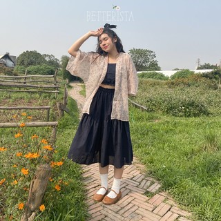 Kimono Nền Hồng Hoa Chùm