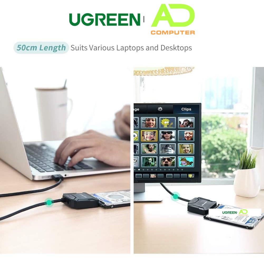 Dây chuyển đổi USB 3.0 sang SATA kèm dây nguồn 12V2A dài 50CM UGREEN CR108 ( 20231 cũ) 20611 20636