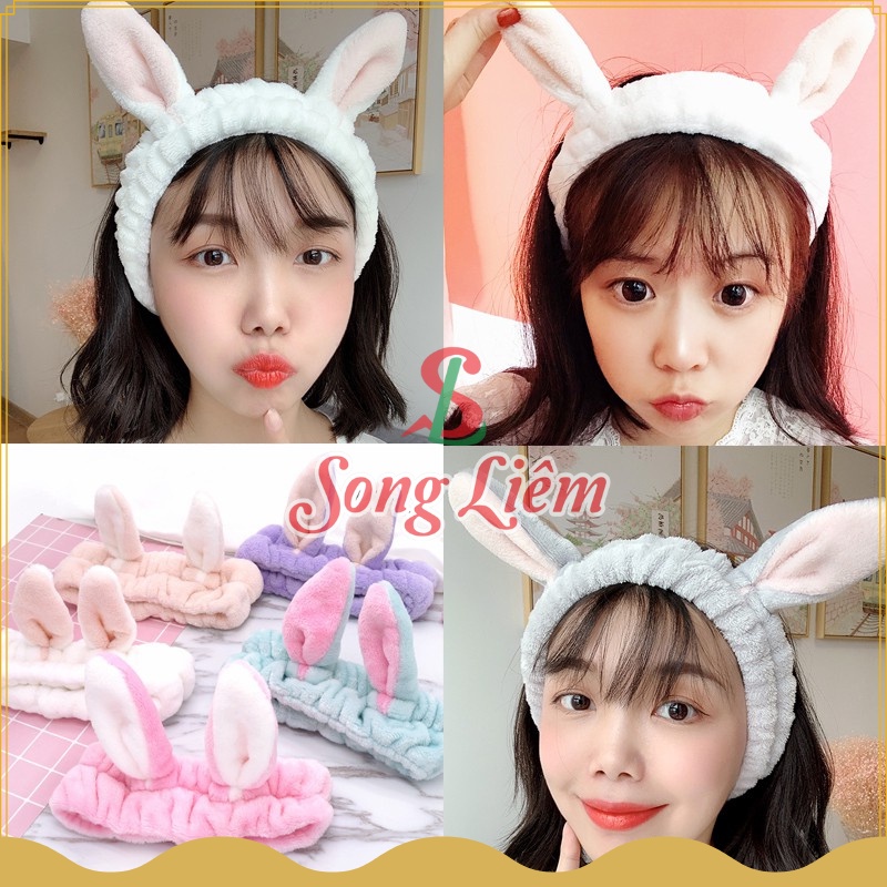 Băng đô rửa mặt tai thỏ, băng đô cài tóc sừng hươu dễ thương co giãn tiện dụng phong cách Hàn Quốc NPP Songliemshop