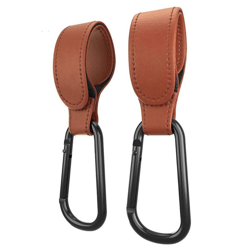 Set 2 Móc Da PU Có Thể Xoay 360 Độ Gắn Xe Đẩy Em Bé Dùng Để Treo Túi Mua Sắm