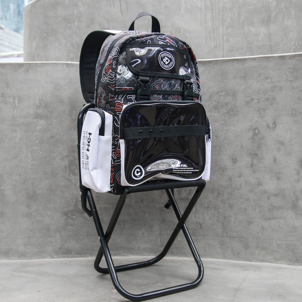 Balo nam đi học thời trang màu đen phối họa tiết  nam nữ Local Brand BIRDYBAG -  Style Fuel pattern TIGER backpack