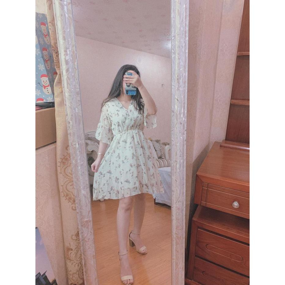 Váy hoa nhí vintage dáng xòe bánh bèo tay lỡ 2 lớp, Đầm hoa nhí kiểu babydoll ulzzang Hàn Quốc V10 - Peyy Clothing .