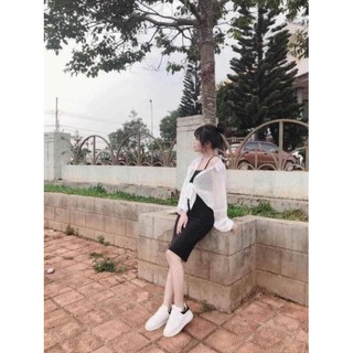 Oder ÁO SƠ MI VOAN LƯỚI MỎNG BUỘC GẤU CÁ TÍNH