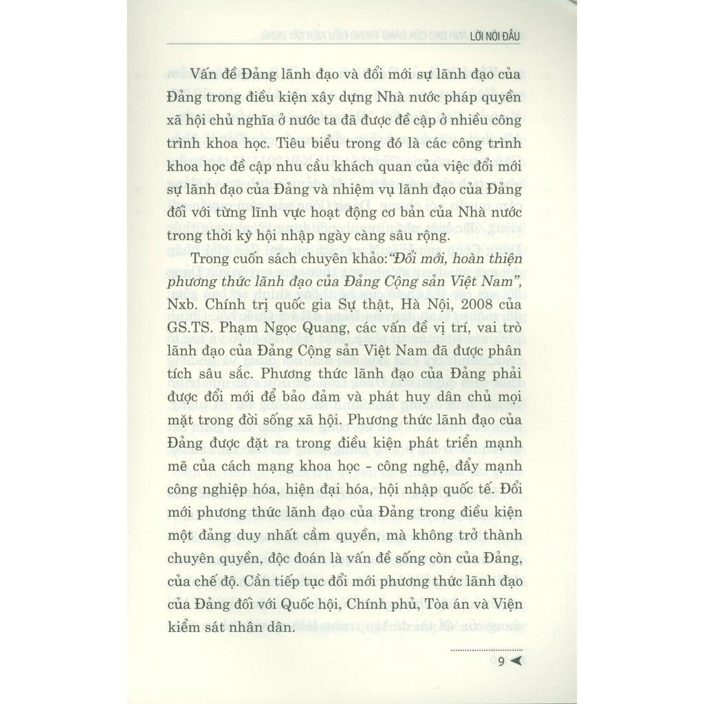 Sách - Đổi Mới Sự Lãnh Đạo Của Đảng Trong Điều Kiện Xây Dựng Nhà Nước Pháp Quyền Xã Hội Chủ Nghĩa Ở Việt Nam