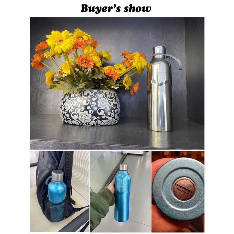 Bình giữ nhiệt FJbottle Blue bình nước nhỏ gọn chất liệu inox 316 cao cấp không gỉ - 600ml FJ004 B-B