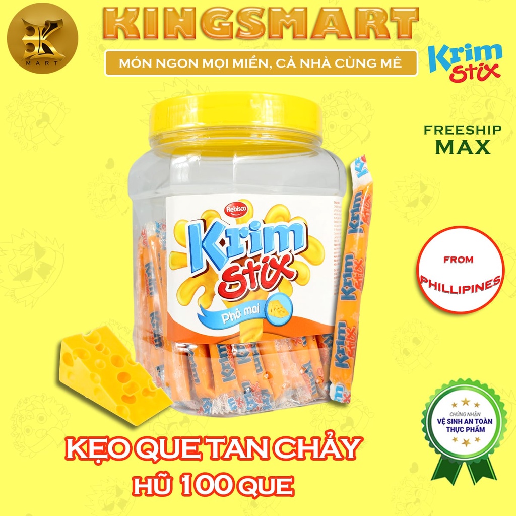 Kẹo phô mai tan chảy dạng que KRIM STIX (Hũ 100 que/ 430G)