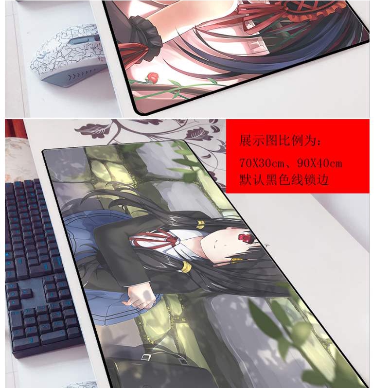 Date Big Fight Mad Three Mouse Pad 3mm Super 90x40 Thicken Tokisaki Table Mat Anime Keyboard Pad Custom