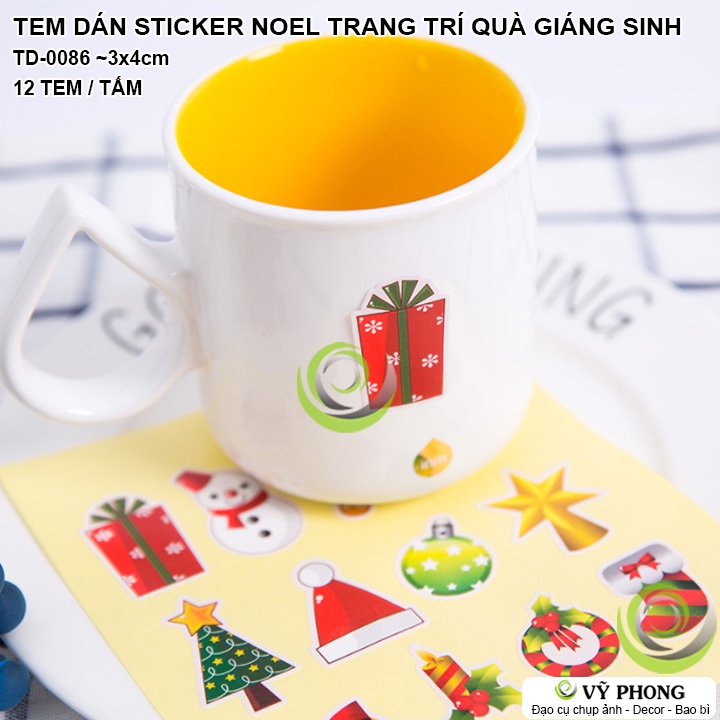 TEM DÁN STICKER DÁN TRANG TRÍ NOEL GIÁNG SINH DECOR NIÊM PHONG BAO BÌ TÚI BÁNH KẸO HỘP QUÀ TẶNG MERRY CHRISTMAS TD-0086