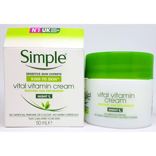 Kem Dưỡng Da Ban Đêm Simple Kind To Skin Vital Vitamin Night Cream 50ml