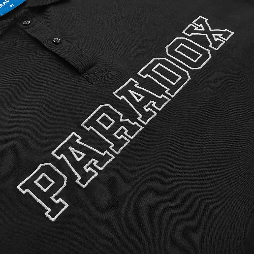 Áo thun có cổ Paradox tay lỡ HOLLOW POLO SHIRT - Đen