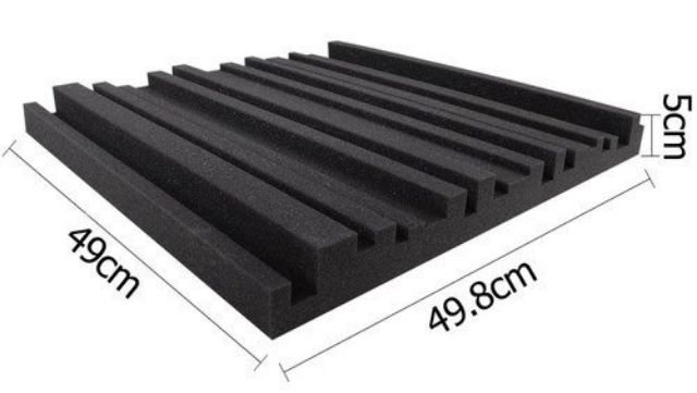 Tấm mút tiêu âm cách âm . Hình Sọc cao thấp .Kích thước 1 tấm 50 x 50cm dày 5cm màu tím và đen