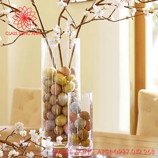 Bình thủy tinh cắm hoa trụ tròn, lọ hoa thủy tinh cắm hoa khô dạng trụ 15cm x 40cm