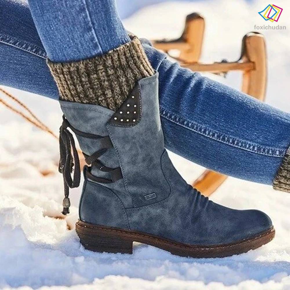 Giày Bốt Cổ Cao Phong Cách Giáng Sinh Cho Nữ