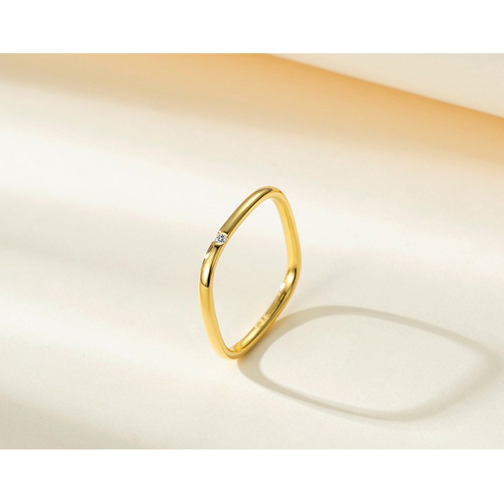 Nhẫn titan cao cấp hình vuông đính viên đá nhỏ siêu cute, bền màu, sang trọng, quý phái