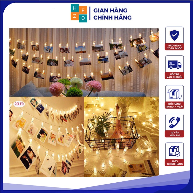 Dây đèn Led kẹp treo ảnh dài 3m gồm 20 đèn Led nháy 2 chế độ làm lung linh căn phòng bạn