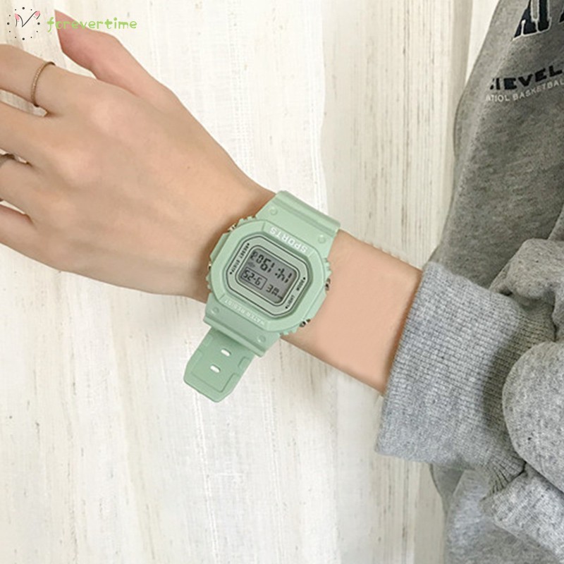 ☞ Phụ kiện trang sức☜ Women Green Digital Watch Girls Student Portable Wrist Watch with Soft Band