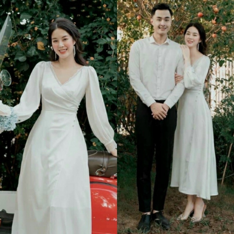 Váy trắng dáng dài dự tiệc,chụp hình cô dâu siêu xinh-Hàng cao cấp loại 1-váy đi bàn cô dâu đẹp nhẹ nhàng thanh lịch