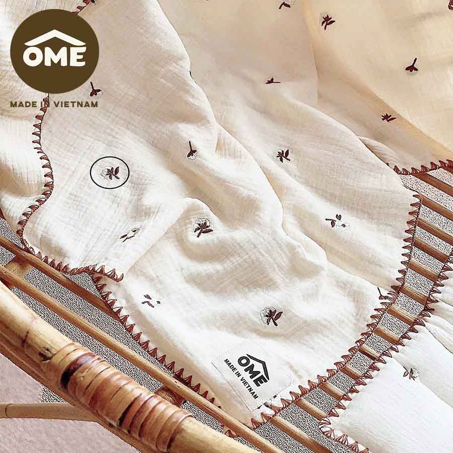 Set Chăn Gối Thêu Thủ Công Ome Cao Cấp Hoạt Tiết Thêu Tay