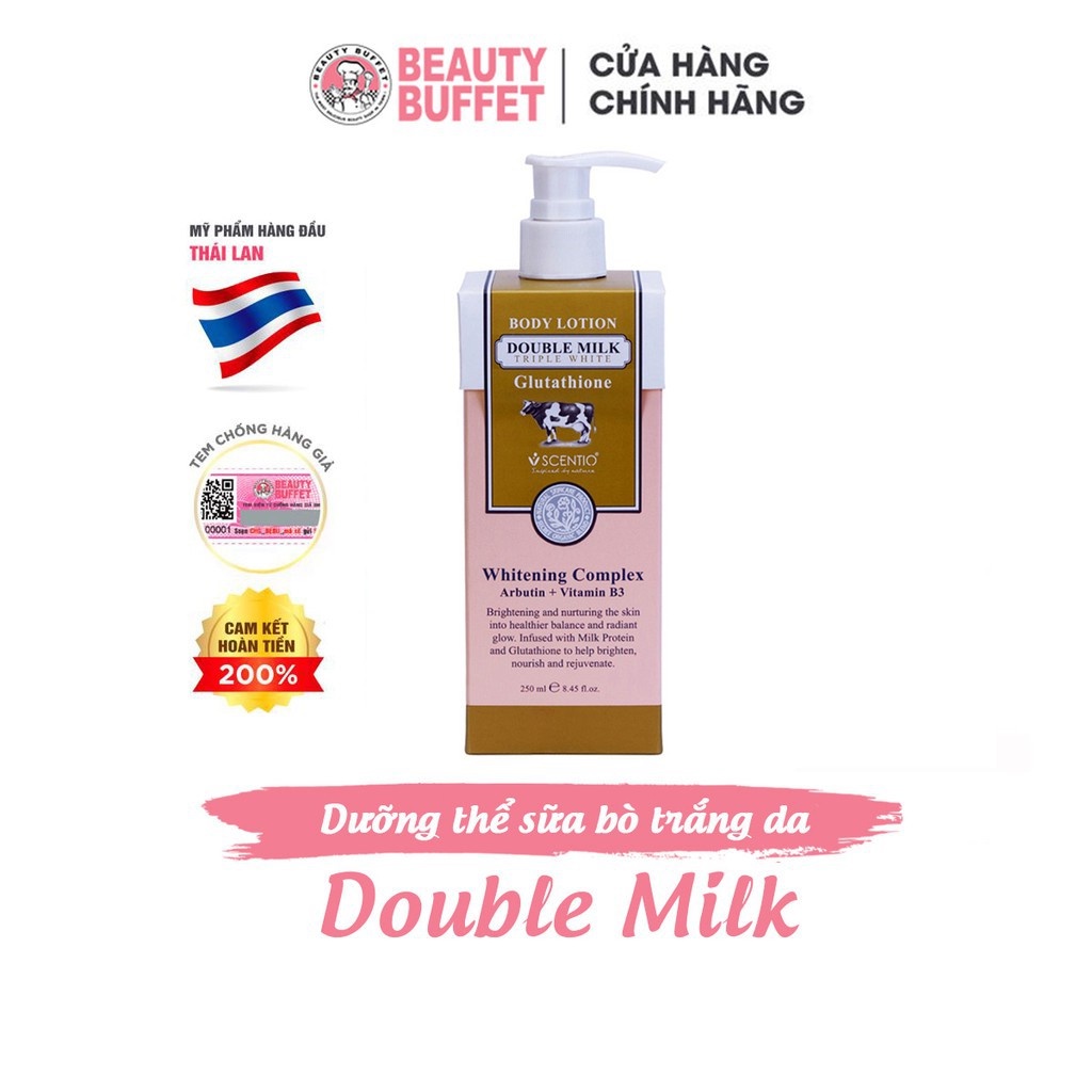 [Chính hãng] [Body lotion] Dưỡng thể trắng da toàn thân Beauty Bufet Scentio Double Milk Triple White 250ml