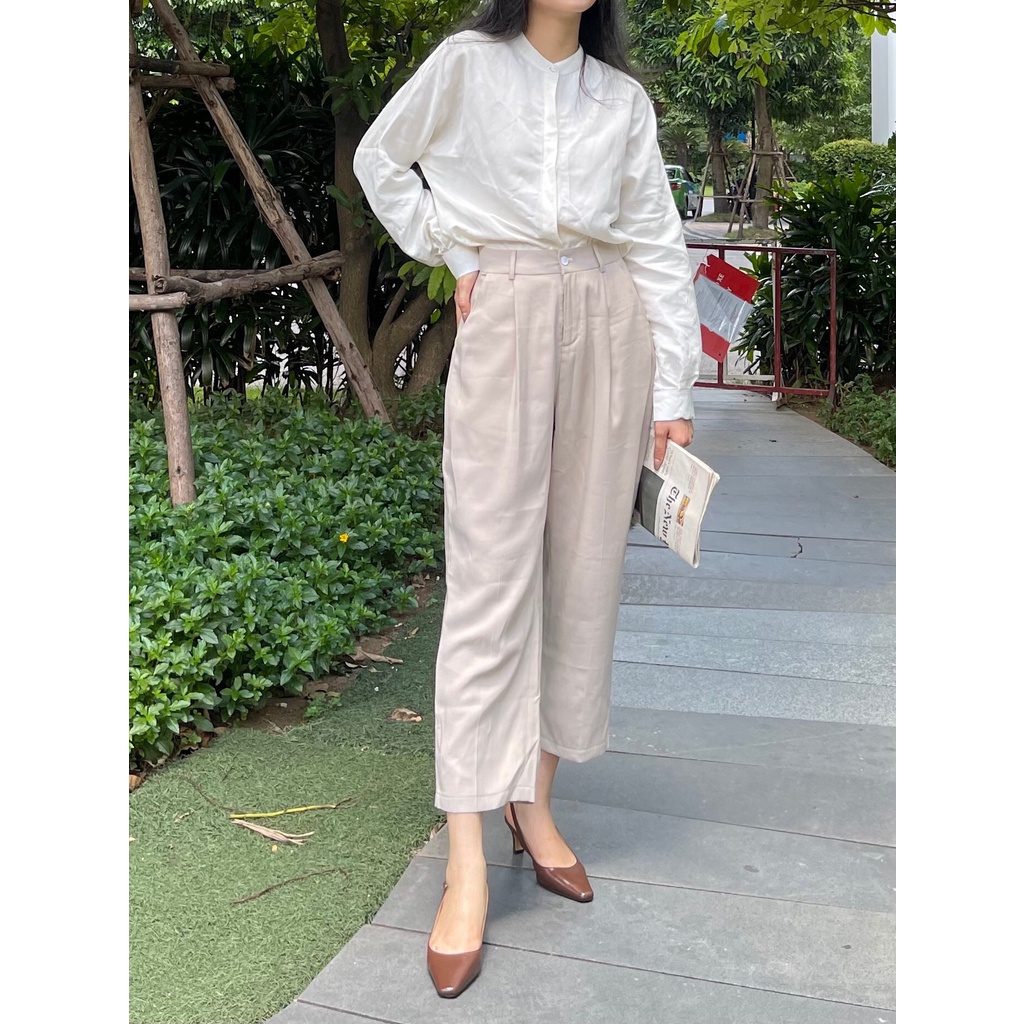 Nosbyn - Quần Nữ Dáng Baggy Xếp Li Trước